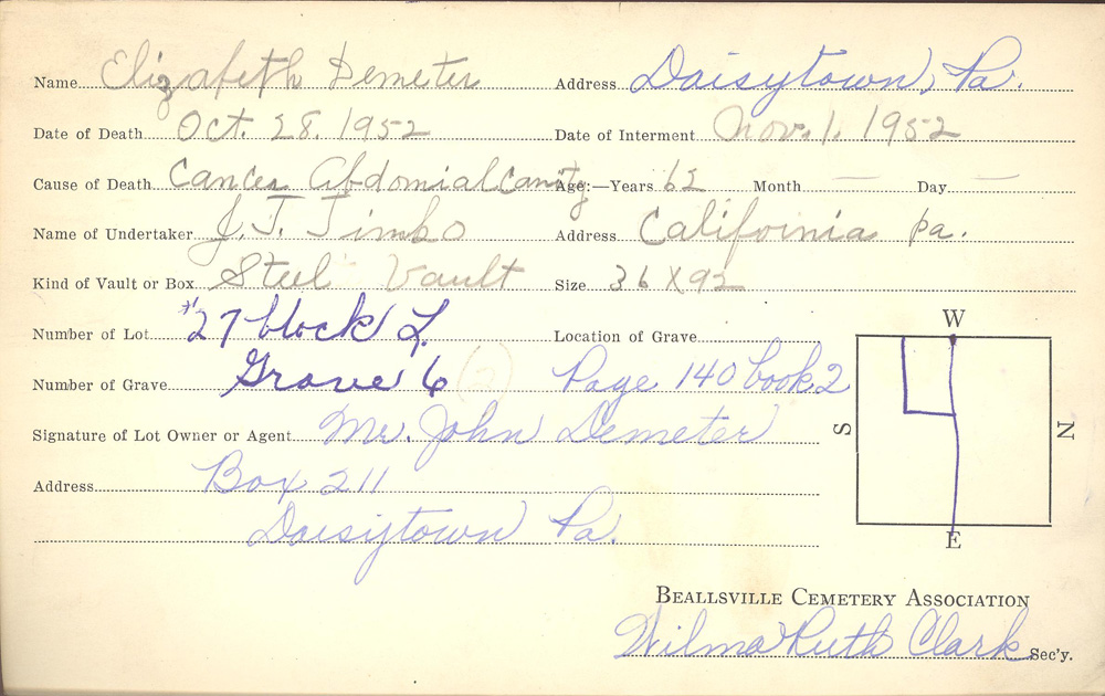 burial card